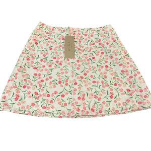 ACOA Women’s S Floral‎ Layered Mini Skirt White Pink Micro Flower Coquette New